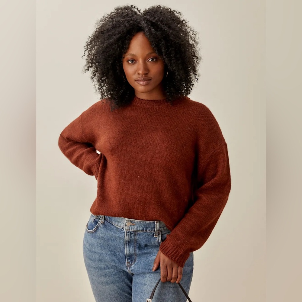 Reformation Jour Oversized Crew Sweater Cinnamon